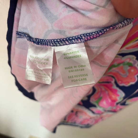 Lilly Pulitzer Emma Swing 3/4 Length Dress Resort Navy Banana Flambe Womens Med. - Picture 8 of 9